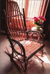 Picture of an rustic-looking wooden Amish Rocker