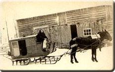 Picture of Batchellerville Stage in winter as horse-drawn cart on skis