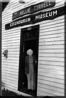 Nellie Tyrrell herself looking out from the museum named after her